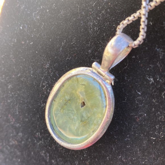SUPERB GREEN PRENITE! PENDANT Sterling Silver 925 - Picture 6 of 7